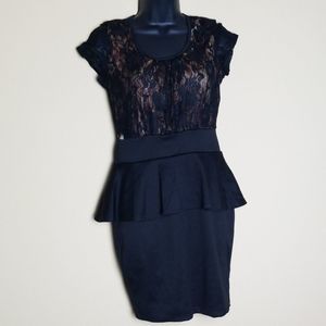 Hypnotized Black Lace Peplum Dress